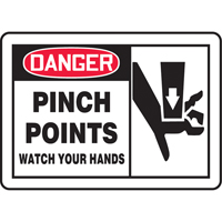 "Pinch Points" Sign, 10" x 14", Vinyl, English with Pictogram Maritime Industrial Rubber