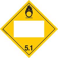 Oxidizer TDG Placard, Adhesive Vinyl Maritime Industrial Rubber
