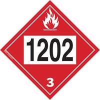 1202 Fuel Oil Flammable Liquid TDG Placard, Plastic Maritime Industrial Rubber