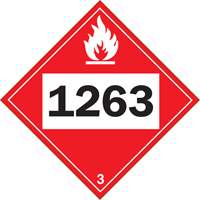 1263 Paint Flammable Liquid TDG Placard, Plastic Maritime Industrial Rubber
