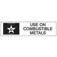 "D: Use on Combustible Metals" Fire Extinguisher Label Maritime Industrial Rubber