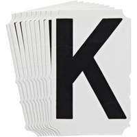 &eacute;tiquettes de lettres et chiffres gothiques individuels Quick-Align, K, 4" h, Noir Maritime Industrial Rubber