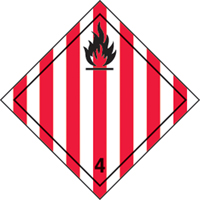 TDG Shipping Labels, Class 4.1, Flammable Solids, Vinyl Maritime Industrial Rubber