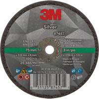 Silver Cut-Off Wheel, 3" x 0.04", 1/4"-28 Arbor, Type 1, Ceramic, 25645 RPM Maritime Industrial Rubber
