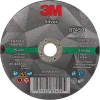 Silver Cut-Off Wheel, 3" x 0.06", 3/8"-24 Arbor, Type 1, Ceramic, 25645 RPM Maritime Industrial Rubber