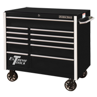 RX Series Rolling Tool Cabinet, 11 Drawers, 41-1/2" W x 25-1/2" D x 40-1/2" H, Black Maritime Industrial Rubber