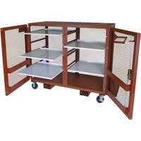 Mobile Mesh Cabinet, Steel, 49 Cubic Feet, Red Maritime Industrial Rubber