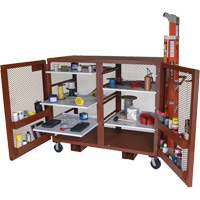 Mobile Mesh Cabinet, Steel, 49 Cubic Feet, Red Maritime Industrial Rubber