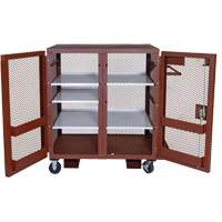 Mobile Mesh Cabinet, Steel, 37 Cubic Feet, Red Maritime Industrial Rubber