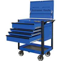 EX Deluxe Series Tool Cart, 4 Drawers, 22-7/8" L x 33" W x 44-1/4" H, Blue Maritime Industrial Rubber