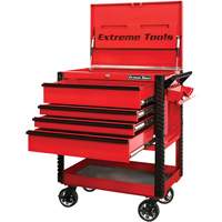 EX Deluxe Series Tool Cart, 4 Drawers, 22-7/8" L x 33" W x 44-1/4" H, Red Maritime Industrial Rubber