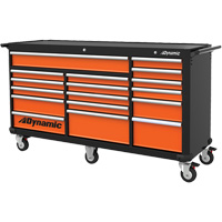 Roller Cabinet, 17 Drawers, 71" W x 24" D x 41" H, Black/Orange Maritime Industrial Rubber