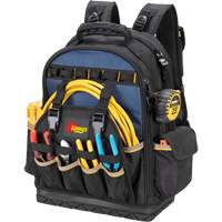 Molded Base Tool Backpack, 18" L x 13" W, Black/Blue, Ballistic/Polyester Maritime Industrial Rubber