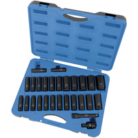 Jeu de douilles SAE/m&eacute;triques PS2712DC, 27 Mcx, Chocs, Prise de 1/2", Profond Maritime Industrial Rubber