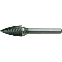 CLEVELAND Solid Carbide Burrs - Tree Shape Pointed End, SG-1, 1/4" Dia., 1/4" Shank, 5/8" Depth of Cut Maritime Industrial Rubber