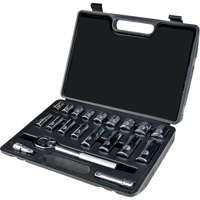 Socket Set, 20 Pcs, 3/8" Drive Size, Deep Maritime Industrial Rubber