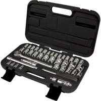 1/4" & 3/8" Drive SAE/Metric Socket Set, 41 Pcs Maritime Industrial Rubber