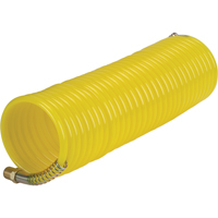 Nylon Coil Air Hose With Fittings, Air, 1/4" ID x 25' L, Nylon, 200 PSI at 23°C Maritime Industrial Rubber