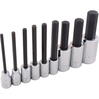 Hex Head Socket Set, Hex, 1/2"/3/8" Drive, 9 Pcs Maritime Industrial Rubber