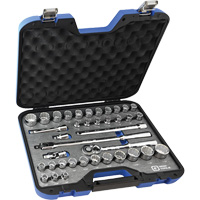 SAE & Metric Socket & Attachments Set, 38 Pcs, 1/2" Drive Size Maritime Industrial Rubber