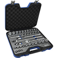 SAE & Metric Socket & Attachments Set, 38 Pcs, 1/2" Drive Size Maritime Industrial Rubber