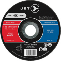 Meule &agrave; tronçonner Power-Xtreme A60PX, 4-1/2" x 1/32", Arbre de 7/8", Type 1, 13 300 Tr/min Maritime Industrial Rubber
