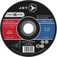 Meule &agrave; tronçonner Power-Xtreme A46PX, 4-1/2" x 1/16", Arbre de 7/8", Type 1, 13 300 Tr/min Maritime Industrial Rubber