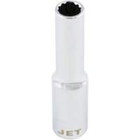 Chrome Socket, 8 mm, 1/4" Drive, 12 Points, Deep Maritime Industrial Rubber