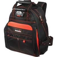 Lighted Tool Backpack, Black/Red, Ballistic/Polyester Maritime Industrial Rubber