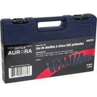 SAE Socket Set, 19 Pcs, Impact, 1/2" Drive Size, Deep Maritime Industrial Rubber