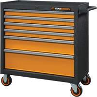 Armoire roulante pour outils s&eacute;rie GSX, 6 tiroirs, 36" la x 18-1/5" p x 37-2/5" h, Noir/Orange Maritime Industrial Rubber