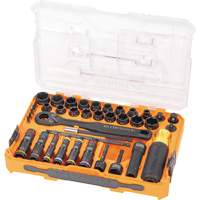 Jeu complet de douilles &agrave; chocs ouvertes & basculantes KNECT, 39 Mcx, Chocs Maritime Industrial Rubber