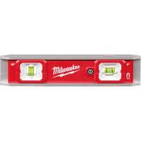 Torpedo Level with Lighted Vials, 9" L, Aluminum, 2 Vials, Magnetic Maritime Industrial Rubber