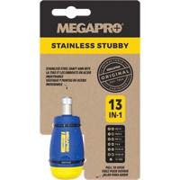 13-in-1 Stubby Screwdriver, 4-1/2" L, Plastic Handle Maritime Industrial Rubber