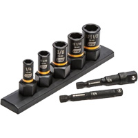 Jeu de douilles d'extraction SAE Bolt Biter, 7 Mcx, Chocs, Prise de 1/4"/3/8" Maritime Industrial Rubber