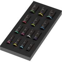 Insert en mousse pour jeu de douilles profondes Impaktor 1 Zyklop B, 15 Mcx, Chocs, Prise de 3/8", Profond Maritime Industrial Rubber