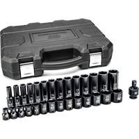 Jeu de douilles m&eacute;triques &agrave; 6 pans, 29 Mcx, Chocs, Prise de 3/8", Profond Maritime Industrial Rubber