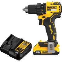 Brushless Cordless Drill/Driver Kit, Lithium-Ion, 20 V, 1/2" Chuck Maritime Industrial Rubber