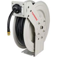 MAXREEL Single-Arm Automatic Rewind L Hose Reel with Rubber Hose, Air, 3/8" x 50', Single Hose, 250 PSI Maritime Industrial Rubber
