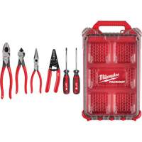 Dipped Grip Pliers, Wire Stripper & Cushion Grip Screwdrivers Set with PACKOUT Organizer Maritime Industrial Rubber