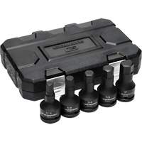 SAE Impact Bit Socket Set with Blow Mold Case, Hex, 3/4" Drive, 5 Pcs Maritime Industrial Rubber