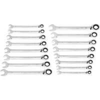 90-Tooth 12-Point Reversible Wrench Set, Ratcheting Box, 16 Pieces, Metric Maritime Industrial Rubber