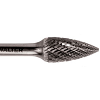 Double Cut Tapered Burr, SG-5, 1/2" Dia., 1/4" Shank, 1" Depth of Cut Maritime Industrial Rubber