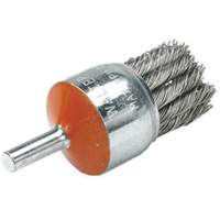 Mounted Knot-Twisted Wire Brush, 1-1/8" Dia., 0.02" Wire Dia., 1/4" Shank Maritime Industrial Rubber