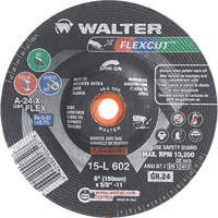 Meules &agrave; moyeu d&eacute;port&eacute; Flexcut, 6", 24 Grain, Oxyde d'aluminium, 5/8"-11, 10 200 Tr/min, Type 29 Maritime Industrial Rubber