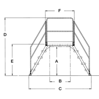 Crossover Ladder, 128" Overall Span, 60" H x 60" D, 24" Step Width Maritime Industrial Rubber