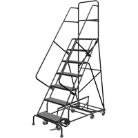 &eacute;chelles roulantes multidirectionnelles, 7 marches, Largeur de la marche 24", Hauteur de la plateforme 70", Acier Maritime Industrial Rubber