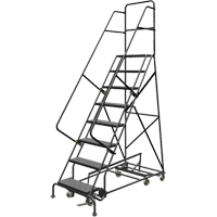 &eacute;chelles roulantes multidirectionnelles, 8 marches, Largeur de la marche 24", Hauteur de la plateforme 80", Acier Maritime Industrial Rubber