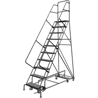 &eacute;chelles roulantes multidirectionnelles, 10 marches, Largeur de la marche 24", Hauteur de la plateforme 100", Acier Maritime Industrial Rubber