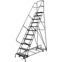 &eacute;chelles roulantes multidirectionnelles, 11 marches, Largeur de la marche 24", Hauteur de la plateforme 110", Acier Maritime Industrial Rubber